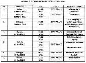 jadwal kegiatan paskah 2015